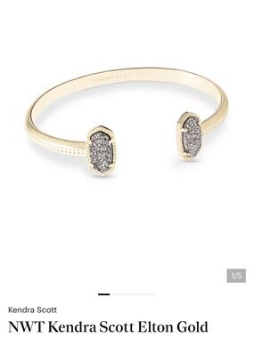 Kendra Scott Gold Open Cuff Bracelet with Silver Druzy Accents